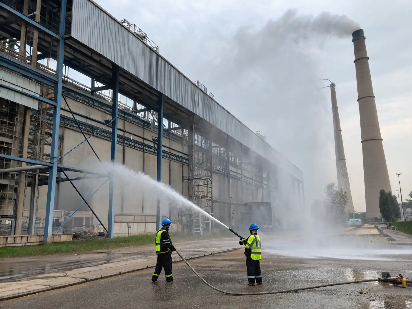 A warehouse floor being thoroughly cleaned with industrial-grade equipment, demonstrating Tech Town Pressure Washing's capability to handle large-scale commercial cleaning projects.