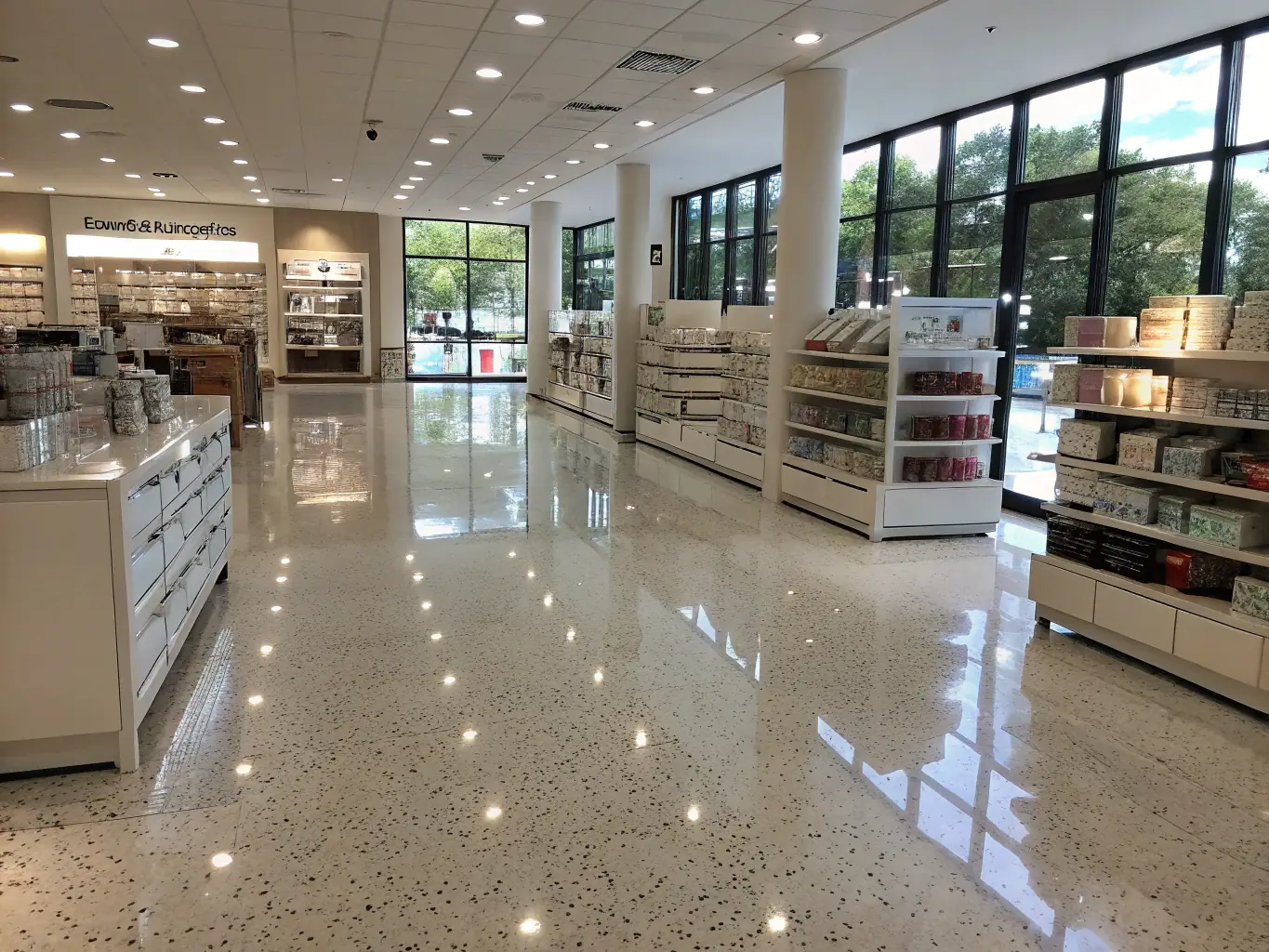 A retail storefront with sparkling clean windows and a spotless entrance, highlighting the importance of cleanliness for attracting customers.